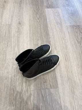 Common Projects Men's Black High-Top Leather Sneakers with White Sole